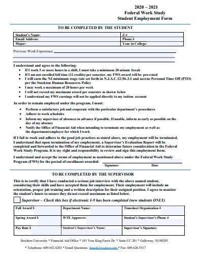 FREE 50 Work Study Form Samples In PDF