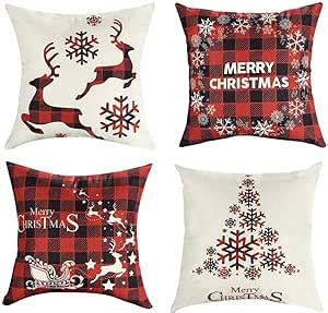 Artmag 16x16 Merry Christmas Pillow Covers Decorative Outdoor