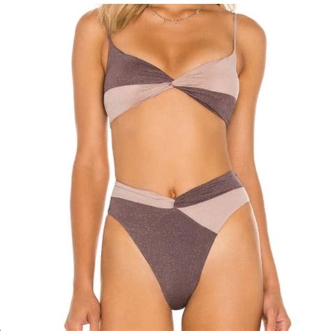 L Space Swim Nwt Lspace Medium Nancy Lee Twist Shimmer Bikini Set