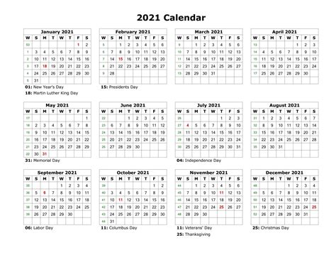 2021 Printable Calendar Free Full Page - Template Calendar Design