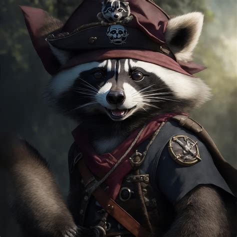 Premium AI Image Raccoon Pirate Illustration