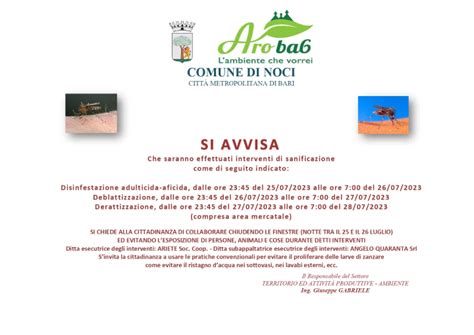 Avviso Disinfestazione Comune Di Noci