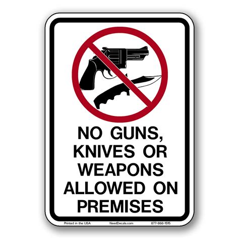 No Firearms Or Weapons Allowed Decals