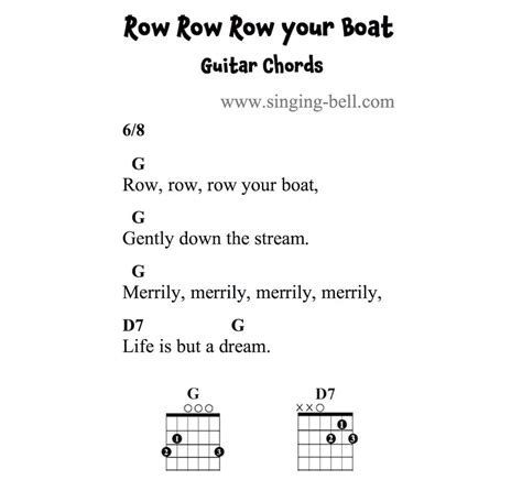 Row Row Row your Boat - Guitar Chords Tabs Sheet Music PDF