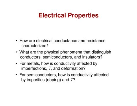 Electrical Properties of Advanced Materials - • How are electrical ...