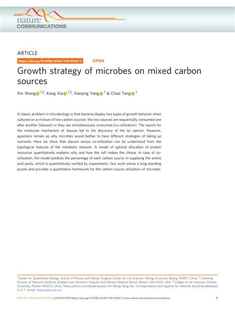 Pdf Growth Strategy Of Microbes On Mixed Carbon Sources