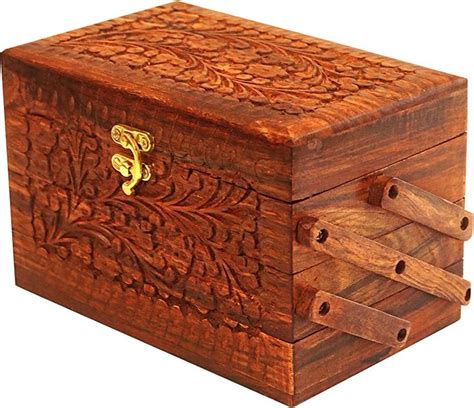 Skez Handcrafted Wooden Jewelry Box Tier Real Natural Wood Rustic