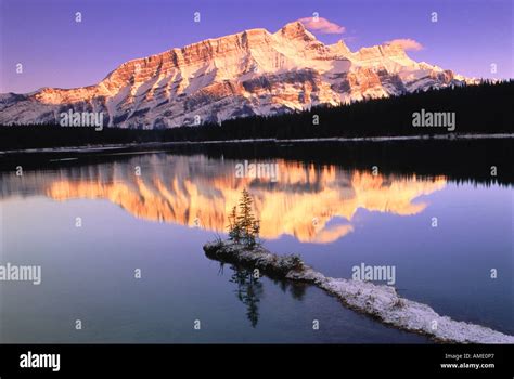 Mount Rundle And Two Jack Lake At Sunset Banff National Park Alberta