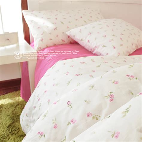 Korean Little Pink Rose Pattern Bedding Sets, Floral Comforter Sets ...