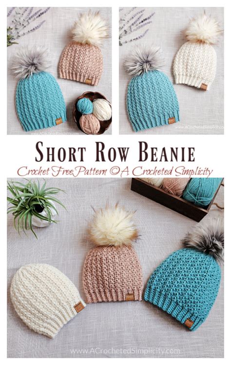 Short Row Beanie Crochet Free Pattern Crochet Knitting