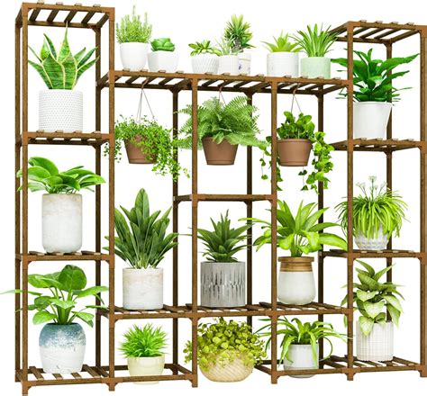 Bamworld Large Plant Stand Indoor Outdoor Hanging Shelf For Multiple