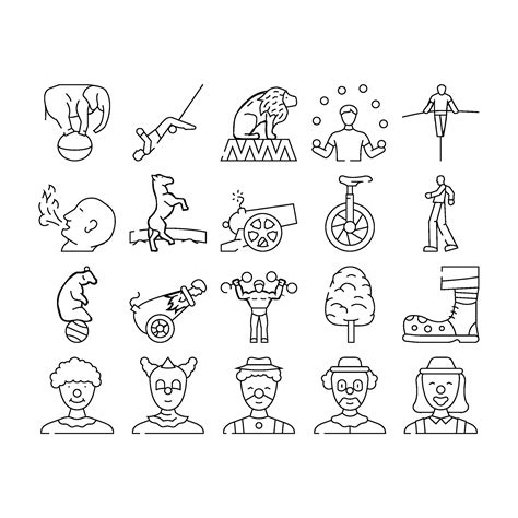 circus carnival vintage show icons set 48355820 Vector Art at Vecteezy