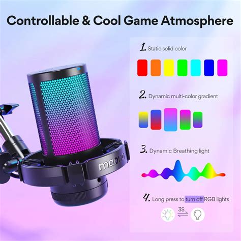 MAONO DGM20S RGB USB Condenser Gaming Microphone With Boom Arm Black