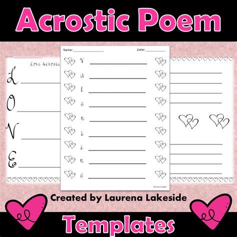 Love Acrostic Poem Template Creative Writing Activity Valentines Day