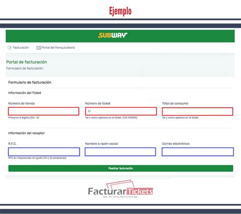 Subway Facturacion De Tickets En Linea