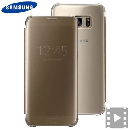 Official Samsung Galaxy S7 Edge Clear View Cover Case Gold