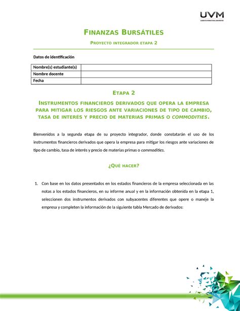 PIE2 ayuda este material FINANZAS BURSÁTILES PROYECTO INTEGRADOR