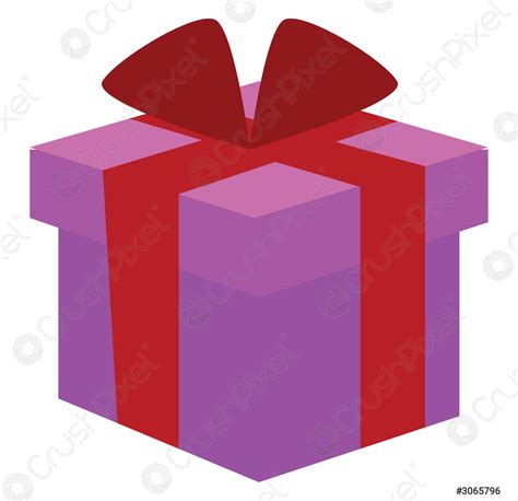 Purple Box With Red Ribbon Vector Or Color Illustration Stock Vector