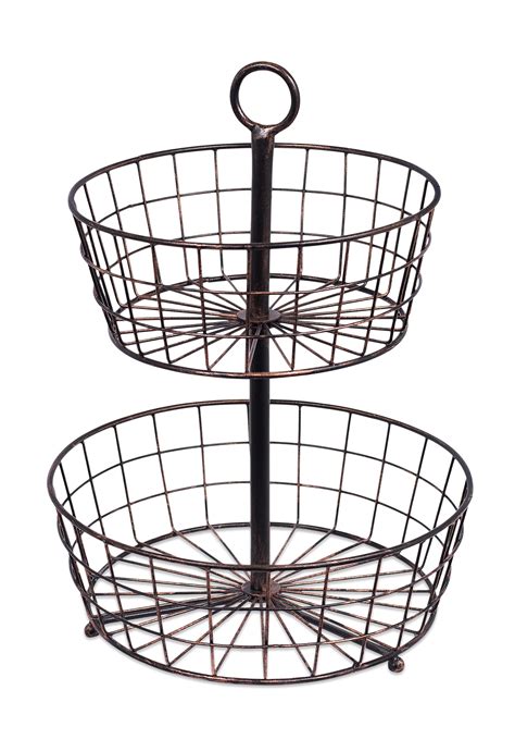 Buy Birdrock Home Tier Wire Fruit Basket Round Metal Standing