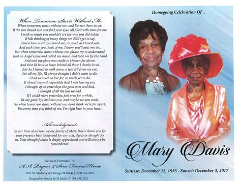 Mary Davis Obituary AA Rayner And Sons Funeral Homes