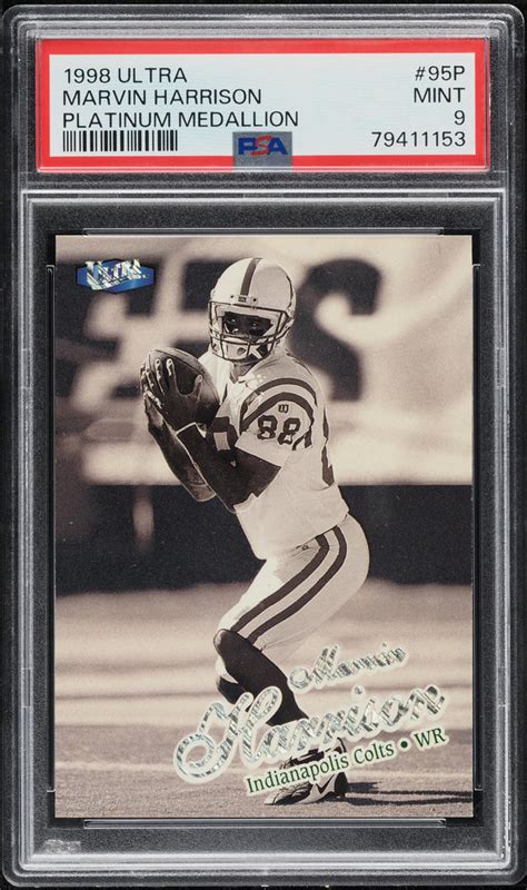 1998 ULTRA PLATINUM MEDALLION MARVIN HARRISON 98 95P PSA 9 MINT MJ