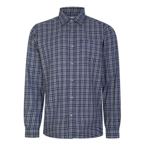 Mens Peter Gribby Long Sleeve Check Shirt In Navy