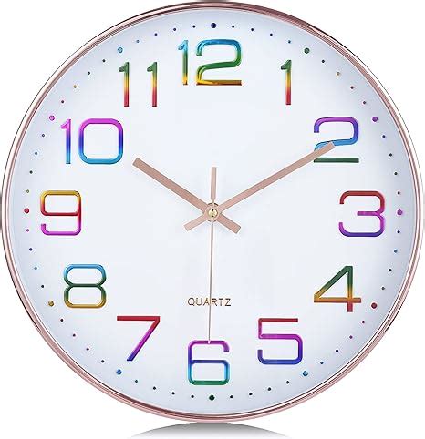 Lafocuse Horloge Murale Chiffres D Multicolore Silencieuse Moderne