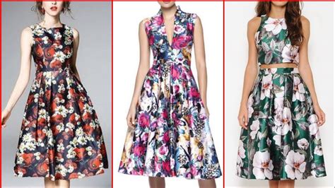 Latest Attractive Stylish And Trendy Designer Casual Floral Print Aline Skater Dresses Youtube