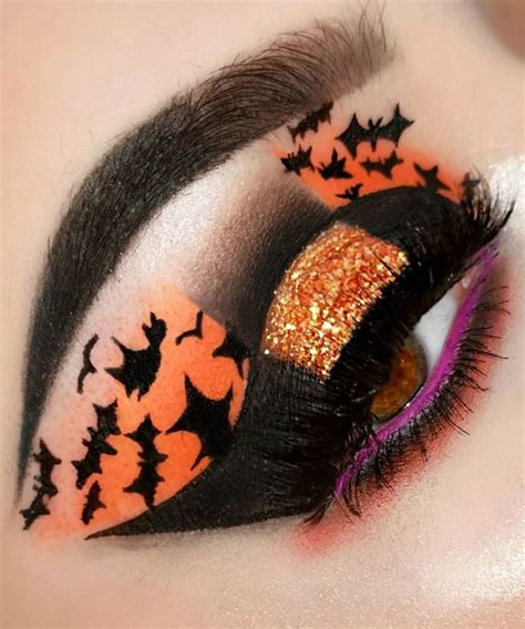 Creative Halloween Makeup Looks Spooky Night Bats Glittery