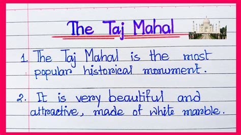 How To Write A Short Essay On Taj Mahal In English Paragraph Writing