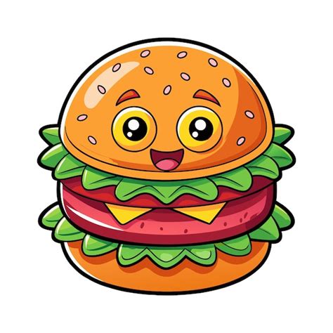 Una Hamburguesa De Dibujos Animados Con Una Cara Vector Premium