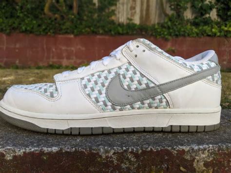 Wmns Nike Air Dunk Low Woven White Grey Skylight Sz 12 2005 Zoom Sb