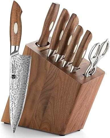 XINZUO Set Cuchillo Cocina Con Bloque De Cuchillos 8 Piezas Acero De