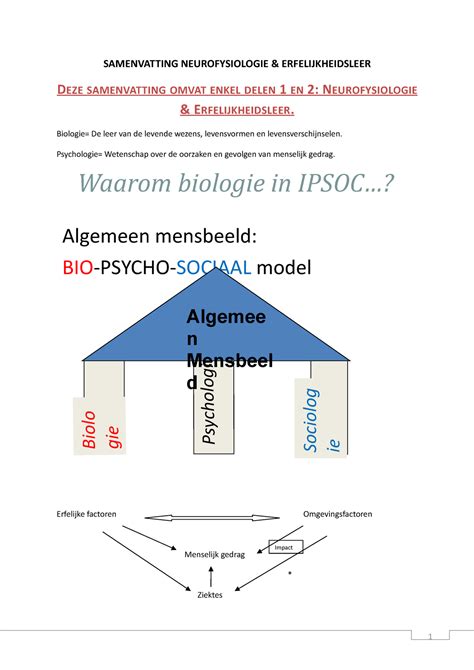 Samenvatting Biologie Samenvatting Neurofysiologie