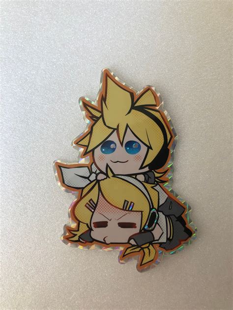 Kagamine Rin And Len Chibi Glossy Holo Sticker Etsy