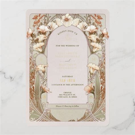 Calla Lily Gold Foil Wedding Invitation By Mucha F Foil Invitation