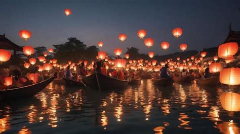 Premium AI Image | Floating lantern festival in thailand