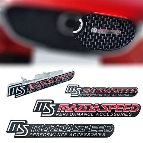 Car Decor 3D Metal MS MazdaSpeed Logo Front Hood Grill Emblem Grille