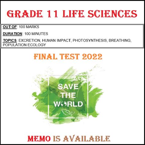 GRADE 11 LIFE SCIENCES FINAL TEST WITH MEMORANDUM 2022 Teacha