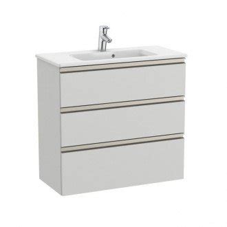 Mobile Bagno Compatto Largo 80 Cm Con Lavabo E 3 Cassetti In Grigio