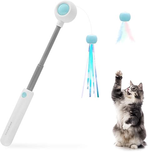 Andiker Cat Teaser Stick Retractable Cat Wand With Replacement Head