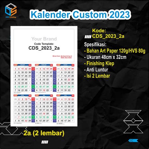 Jual Kalender Custom Lembar Art Paper Shopee Indonesia