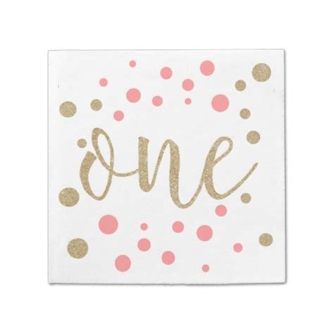 Pink Gold Glitter First Birthday Napkins Zazzle Glitter First