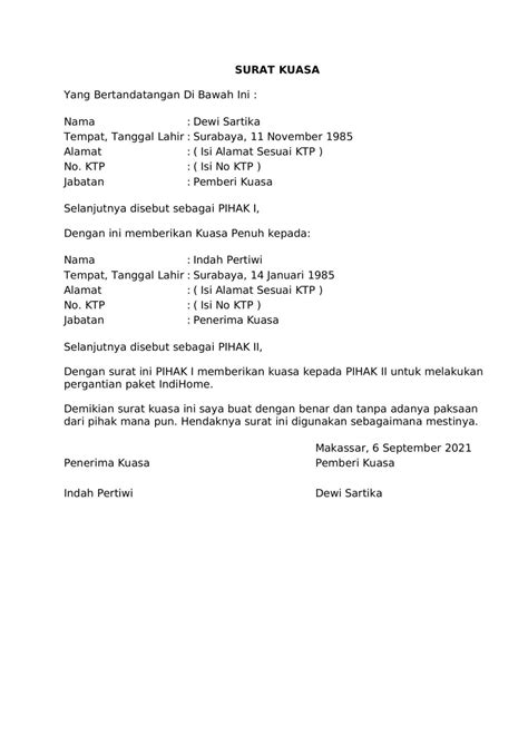 Contoh Surat Kuasa File Word