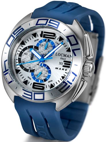 Locman Mens Mare Chrono Titanium Water Resistant Watch Blue Slbl