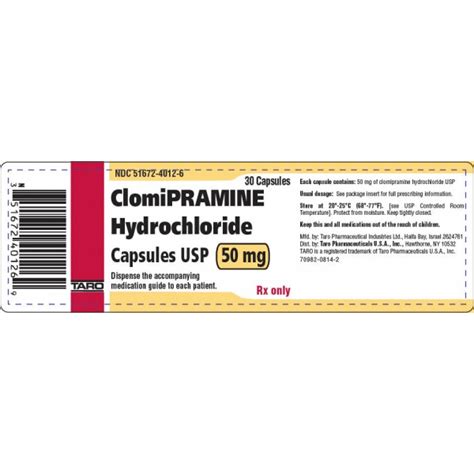 Clomipramine Hcl 50mg Rx Products