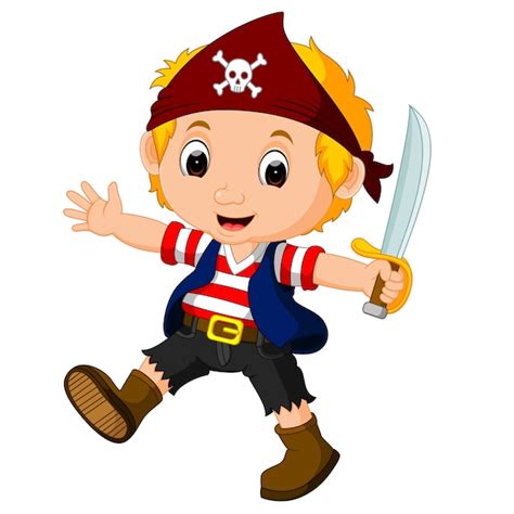 Niño Pirata De Dibujos Animados Vector Premium