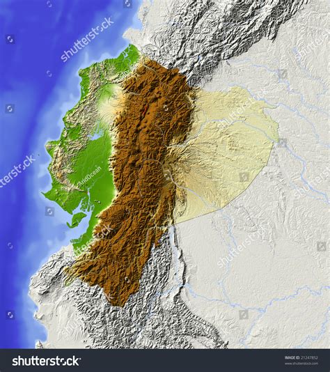 Ecuador Shaded Relief Map Major Urban Stock Illustration 21247852