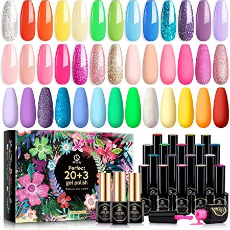 Amazon MEFA Gel Nail Polish Set Spring Summer Pastel Hot Pink