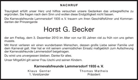 Traueranzeigen Von Horst G Becker Aachen Gedenkt